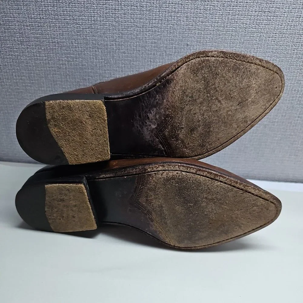 COLE HAAN Brown Leather Chelsea Charro Ankle Boot Pull-on 6B #4126 - Picture 7 of 7